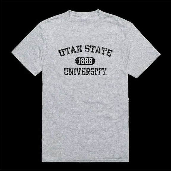 Utah State University Aggies Distressed Arch College T-Shirt, Heather Grey - 2XL