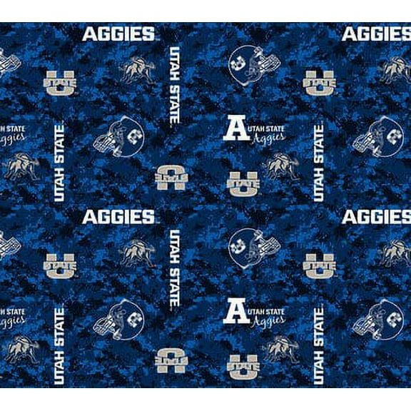 Utah State University Digital Fleece Camo Allover Design-Sold by the yard