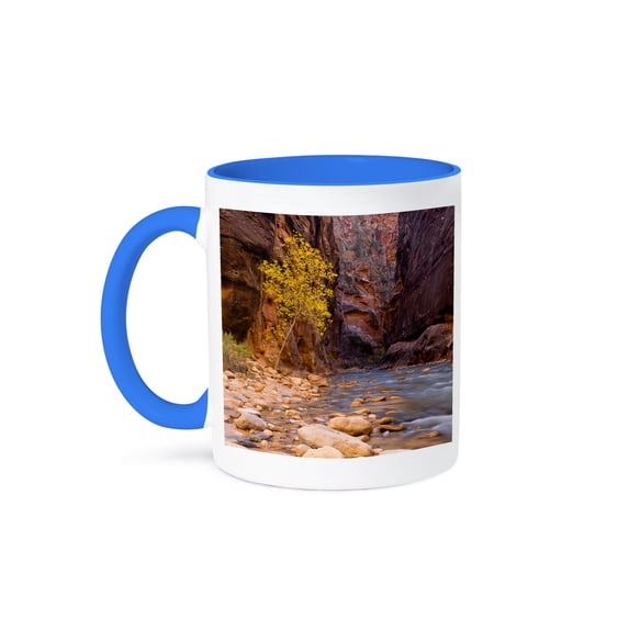 3dRose, Utah - The Narrows of the Virgin River - Zion National Park., 15oz Two-Tone Blue Mug