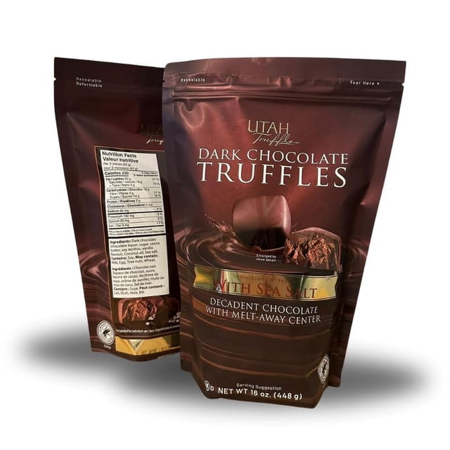 Utah Truffles Raspberry Utah Truffles Sea Salt Dark Chocolate Candy, 16 oz each - Total 32 oz ...