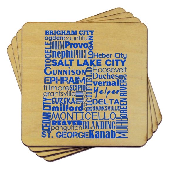 Utah Typography Coaster