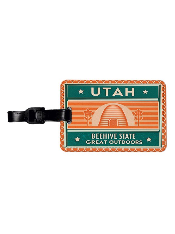 Utah UT Great Outdoors Beehive State Travel Vacation Stamp Faux Leather Travel Luggage Tag