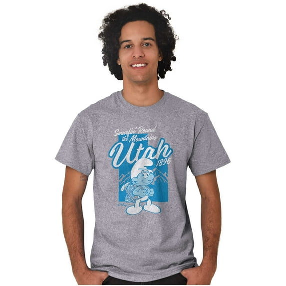 Utah UT Mountains Hiking Trip Smurfs Men's Graphic T Shirt Tees Brisco Brands X
