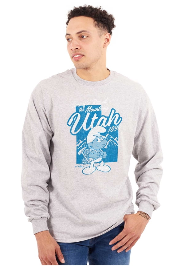 Utah UT Mountains Hiking Trip Smurfs Unisex Plus Size Long Sleeve Shirt Brisco Brands 3X