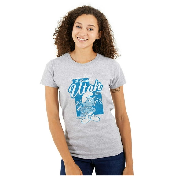 Utah UT Mountains Hiking Trip Smurfs Women's T Shirt Ladies Tee Brisco Brands S