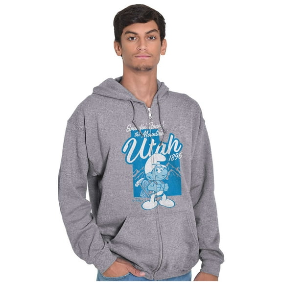 Utah UT Mountains Hiking Trip Smurfs Zip Up Hoodie Men's Women's Brisco Brands S