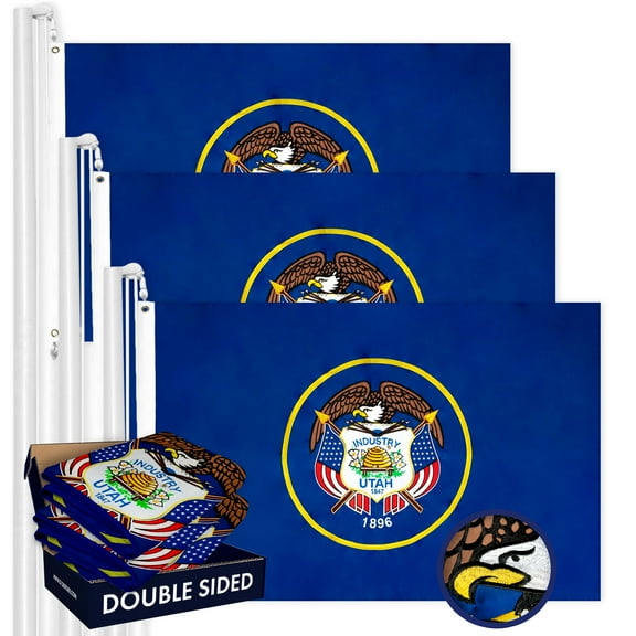 Utah UT State Flag 3x5FT 3-Pack Double-sided Embroidered Polyester By G128