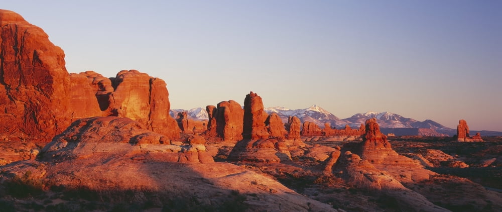 Utah United States Of America The Garden Of Eden Formations At Sunset In Arches National Park Canvas Art - Natural Selection Robert Cable Design Pics (27 x 11)