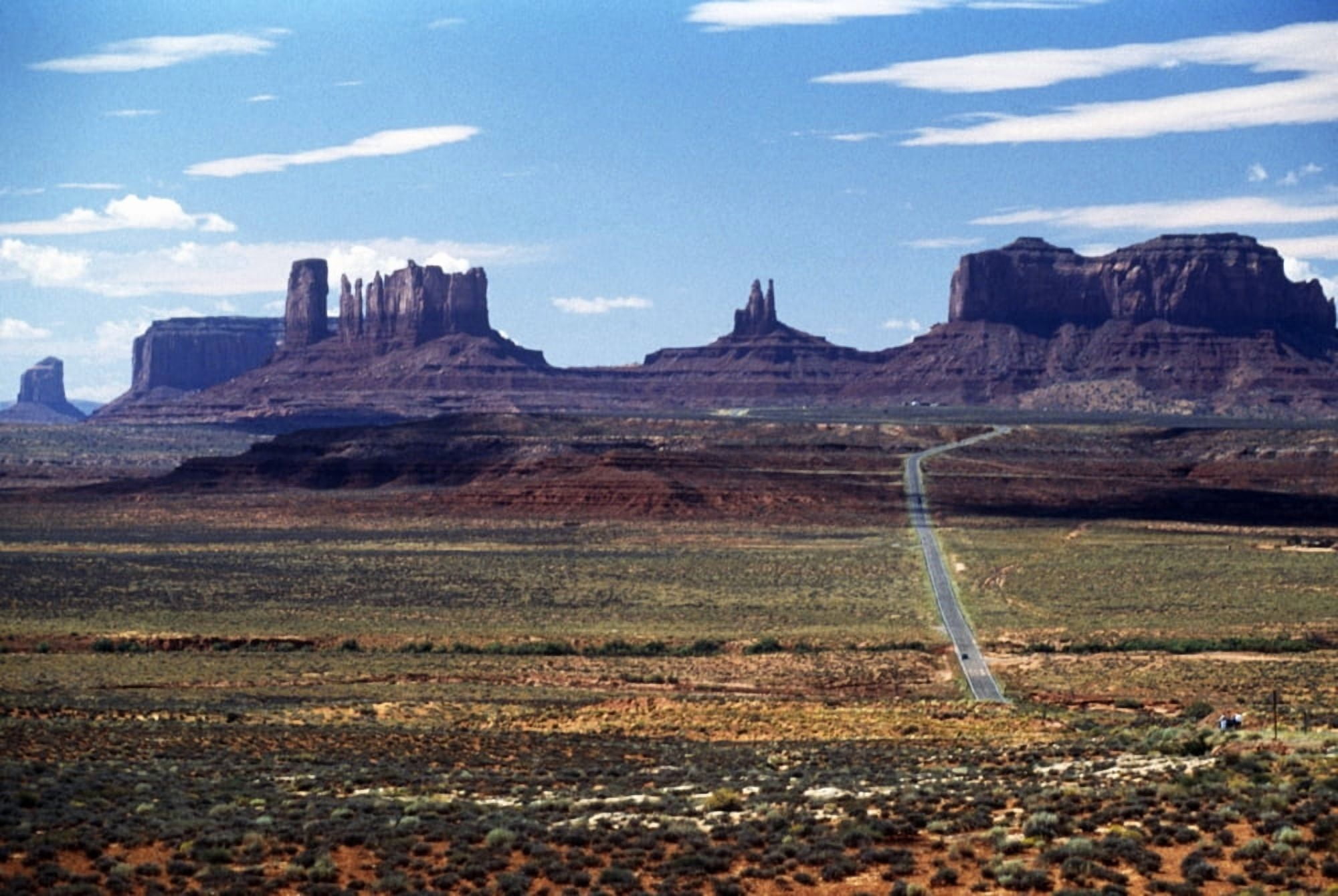 Utah Usa Highway And Rock Formations In The Desert Canvas Art - John Doornkamp Design Pics (42 x 28)