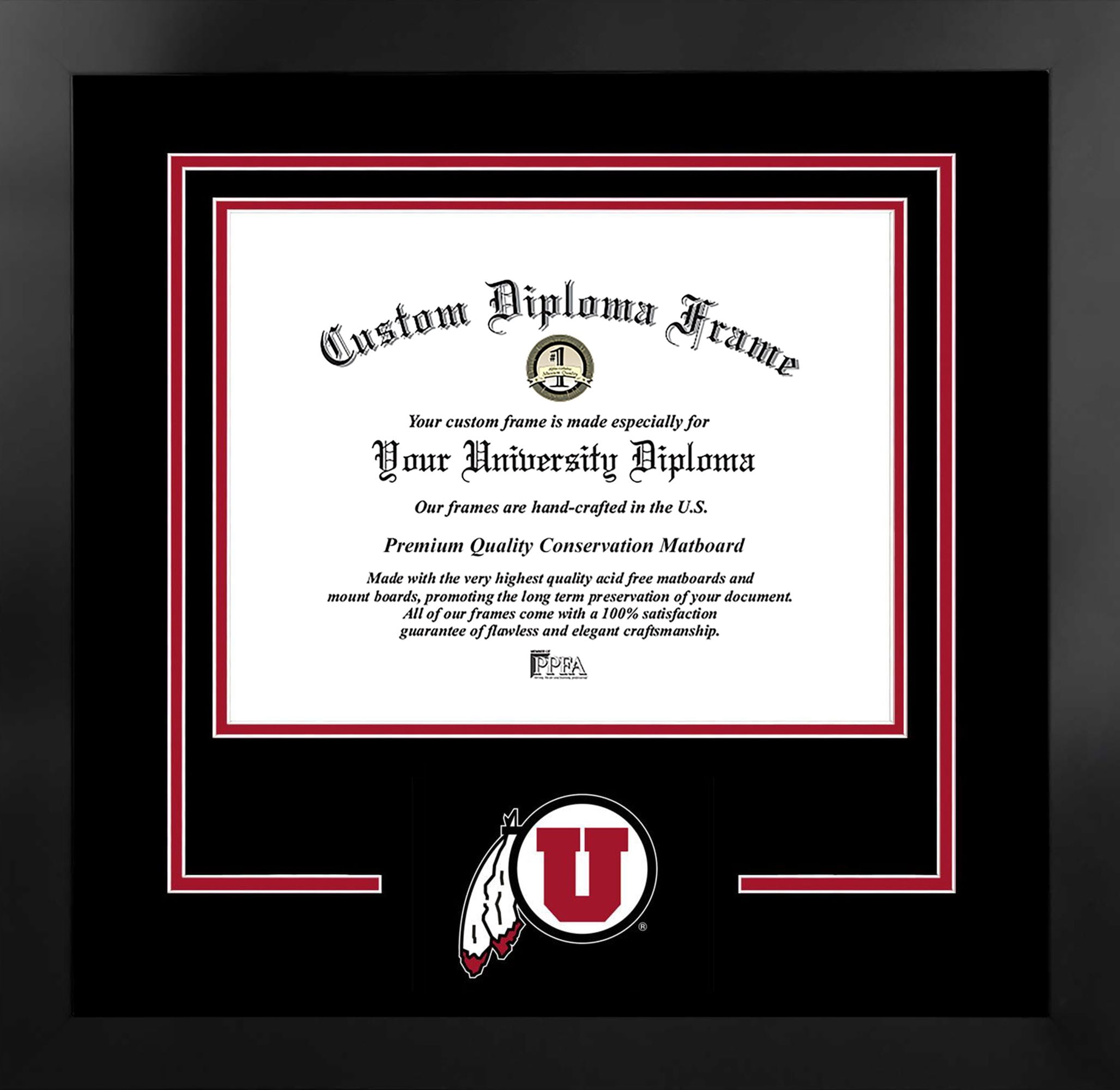 Utah Utes 11w x 8.5h Spirit Diploma Manhattan Black Frame with Bonus Campus Images Lithograph (value savings $59)