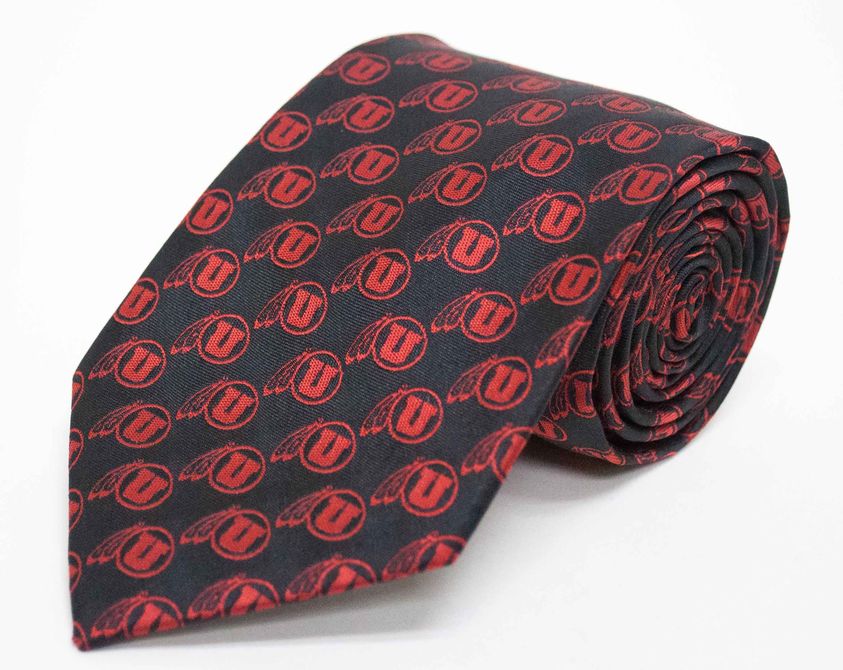 Utah Utes Repeating Black Necktie - Donegal Bay - Unisex - One Size