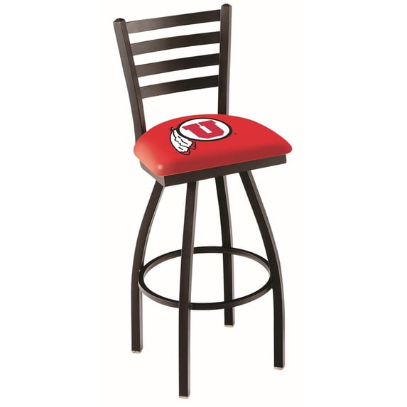 Utah Utes 25" Black Wrinkle Swivel Bar Stool with Ladder Style Back