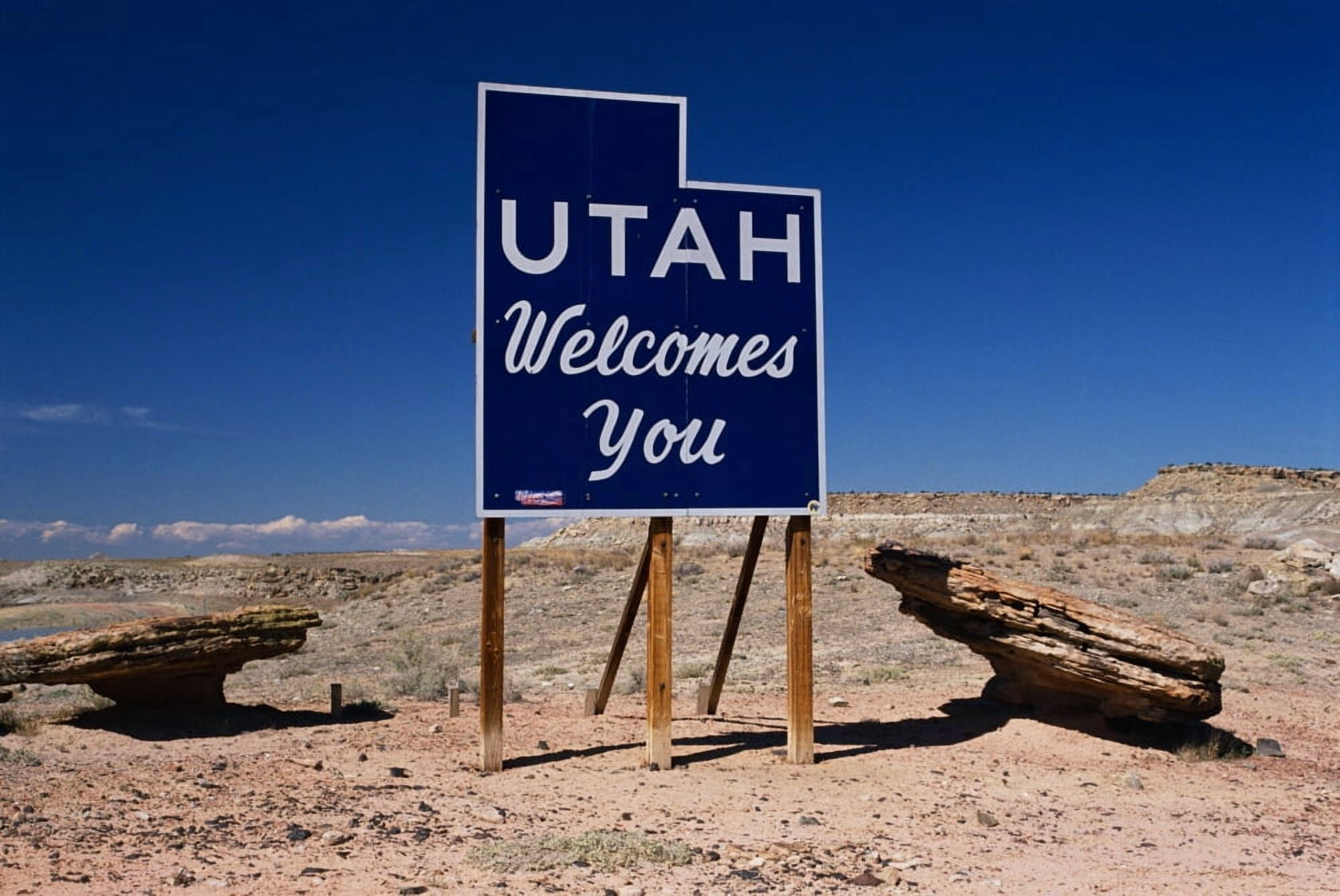 Utah Welcomes You State Sign Canvas Art - Panoramic Images (36 x 12)