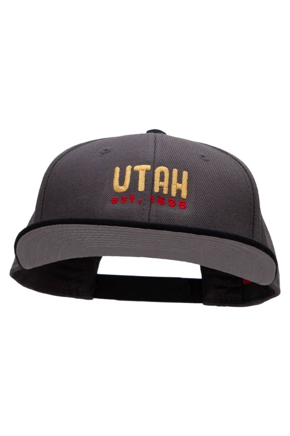 Utah Year Established Embroidered Wool Blend Pro Style 2 Tone Snapback - Black Charcoal OSFM