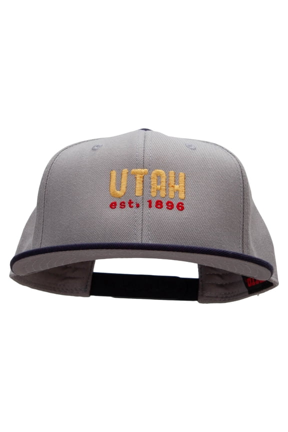 Utah Year Established Embroidered Wool Blend Pro Style 2 Tone Snapback - Navy Grey OSFM