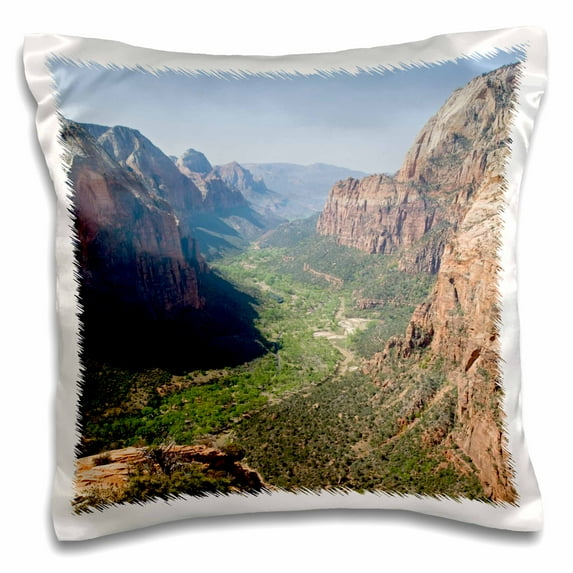 3dRose, Utah, Zion NP, Angels Landing, Virgin River - US45 JWI0372 - Jamie and Judy Wild, 16x16 inch Pillow Case