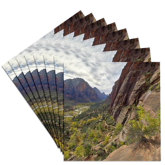 3drose, Utah, Zion Np, Zion Canyon, View from Angels Landing Trail., Set of 8 Ceramic Tile Coasters