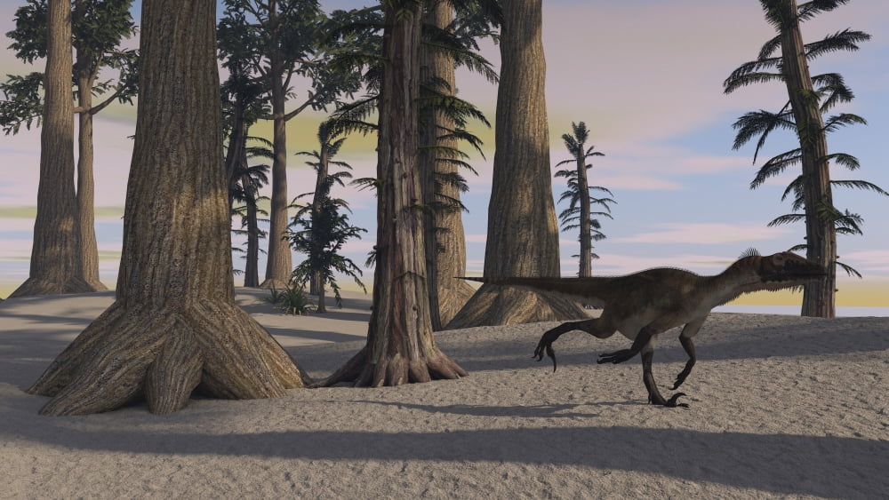 Utahraptor in a prehistoric environment Canvas Art - Kostyantyn IvanyshenStocktrek Images (38 x 22)