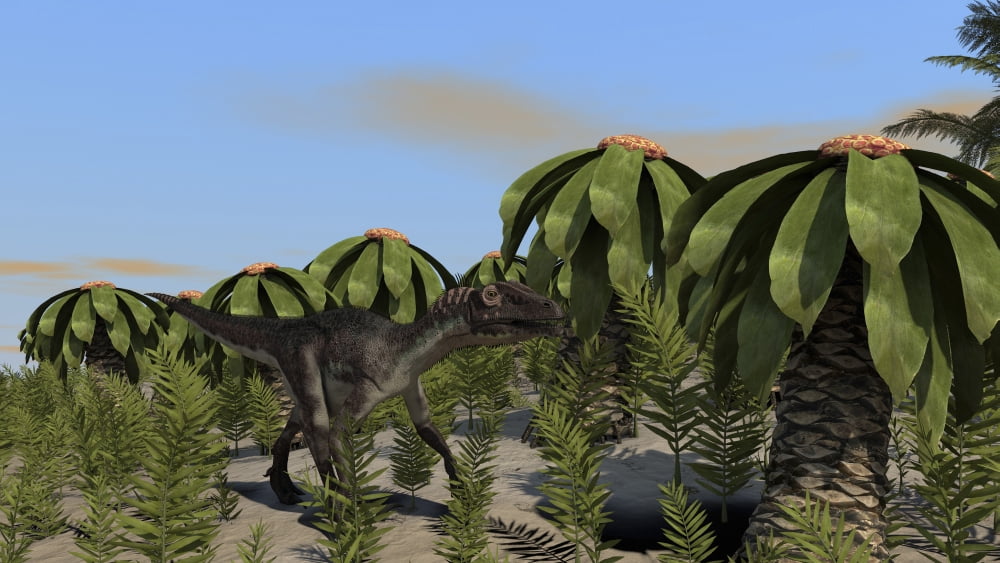 Utahraptor roaming a prehistoric environment Canvas Art - Kostyantyn IvanyshenStocktrek Images (19 x 11)