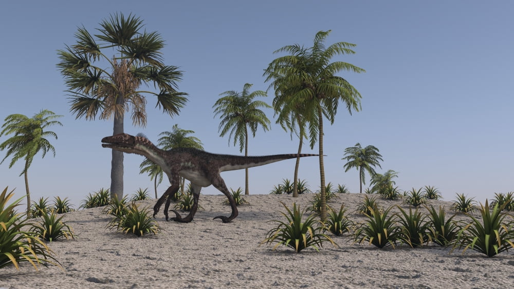 Utahraptor roaming a prehistoric environment Canvas Art - Kostyantyn IvanyshenStocktrek Images (19 x 11)