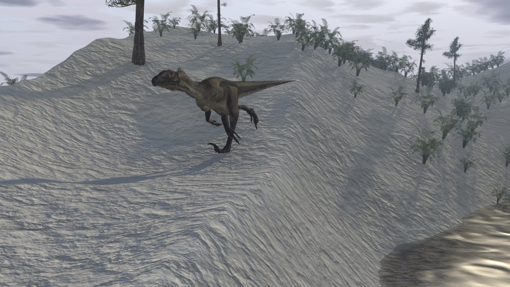 Utahraptor running down a hill Canvas Art - Kostyantyn IvanyshenStocktrek Images (19 x 11)
