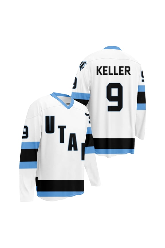 Utahs Mammoth Keller White Player Jersey Loose V-Neck Long Sleeve Sportwear Women Men Athletic Shirts