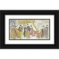 thumbnail image 1 of Utamaro, Kitagawa 24x14 Black Ornate Wood Framed with Double Matting Museum Art Print Titled - Three Groups of Courtesans With Their Shinzo and Kamuro, 1 of 4