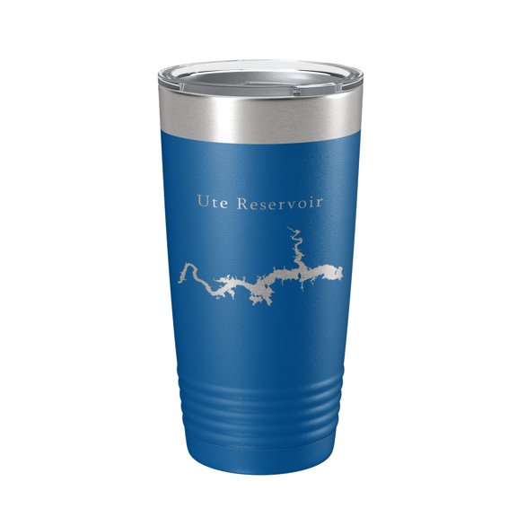 Ute Reservoir Tumbler Lake Map Travel Mug Insulated Laser Engraved Coffee Cup New Mexico 20 oz Royal Blue