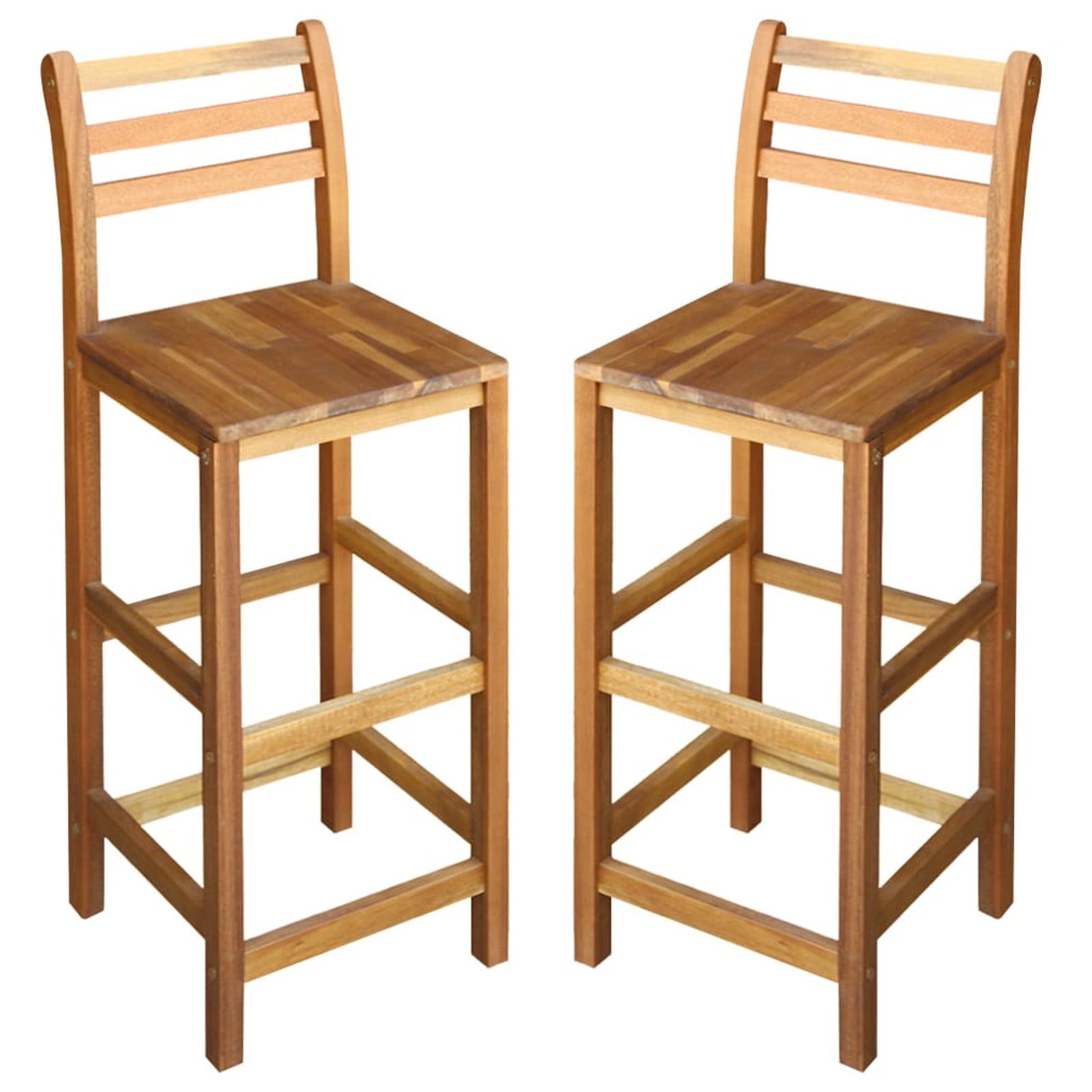 Rustic Acacia Wood and Metal 43'' High Bar Chair Set