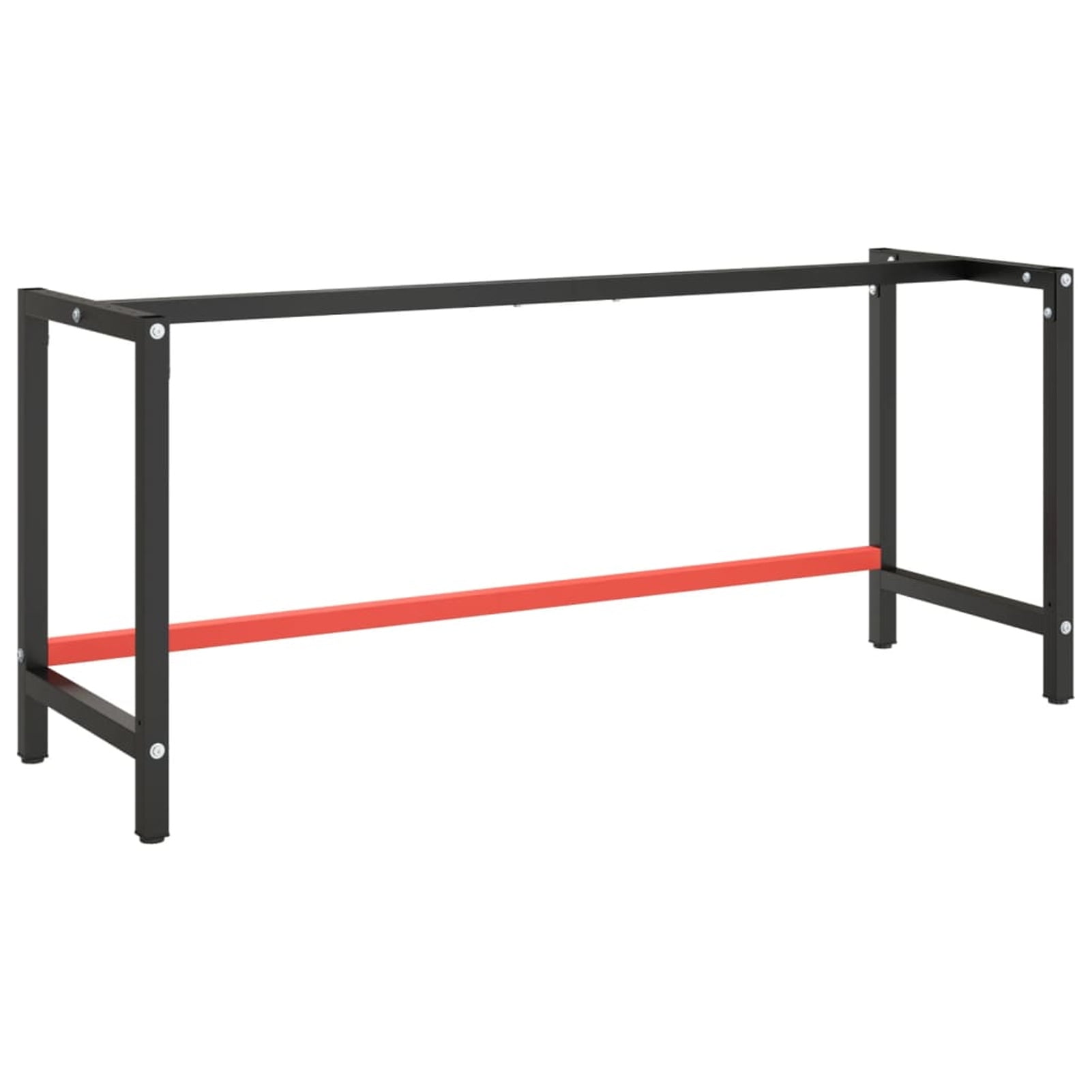 Matte Black and Red Metal Workbench Frame with Bar