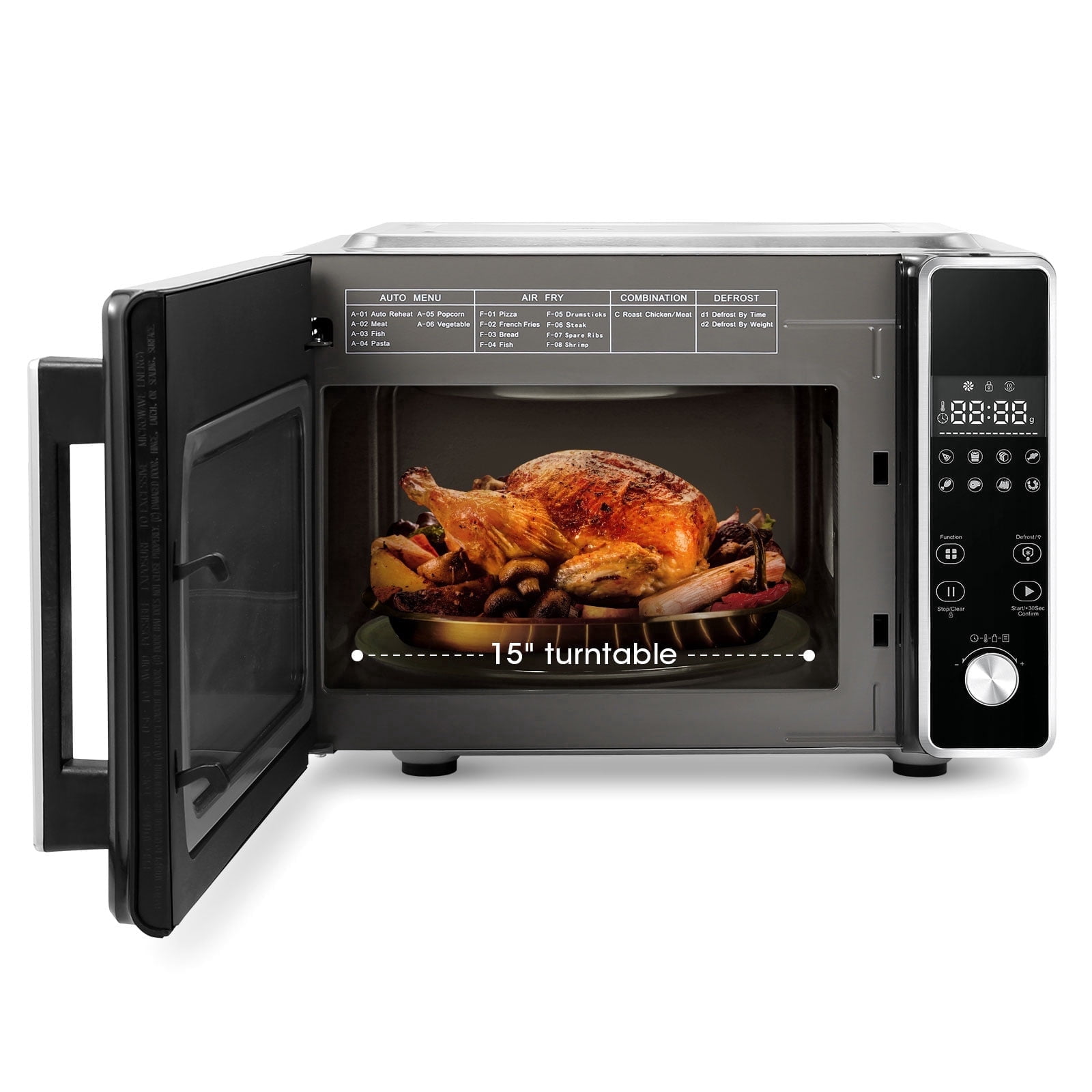 Uten Stainless Steel Countertop Microwave Oven, Digital Touchscreen with Presets, 0.85 Cu Ft, 1800W Fast Cooking, Silver
