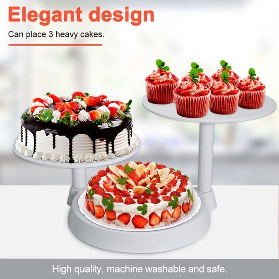 Uten 3-Tier Pillar Cake Stand, Plastic Design Cupcake Holder Wedding Birthday Party Supplies, White