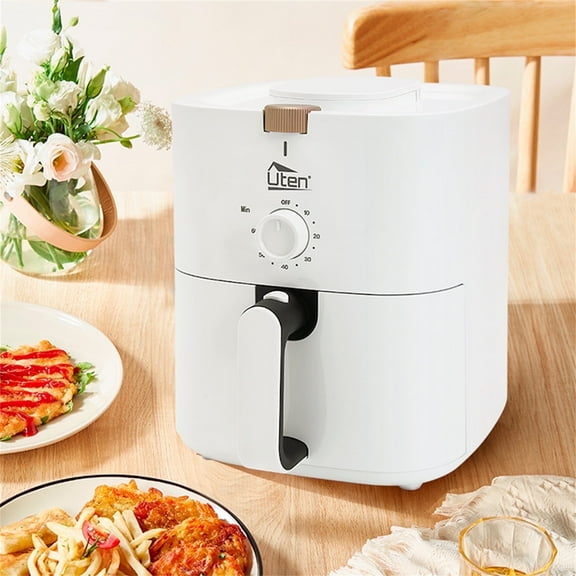 Uten 1500W 5-in-1 Oilless Air Fryer, 4.2 Quart Family Size Oilless Cooker with Non-Stick Basket for Quick Healthy Meals, Easy to Use & Clean, White