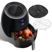 Uten 6.9 Qt Air Fryer Toaster Oven Combo, 1700W Digital One-Touch Screen Airfryer, 8 Presets Nonstick Basket, Compact Size for Family, Easy Clean, Black