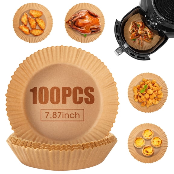 Uten Air Fryer Liners, Disposable Non-Stick Paper Liner for Oven, Air Fryer (100 Pcs -7.87 inch)