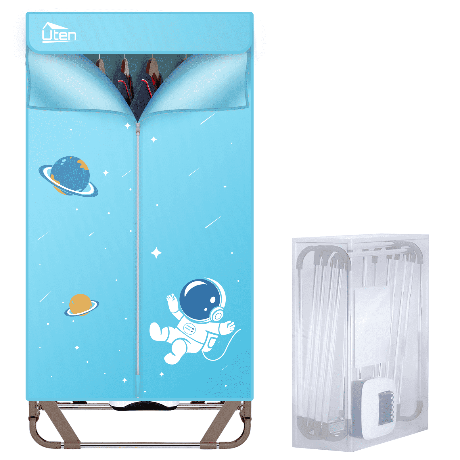 Uten Electric Clothes Dryer Portable 1500W Air Drying Laundry Heater with Timer, Foldable Clothes Drying Rack and Dryer for Travel, Apartments, RV, Home