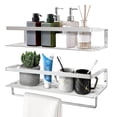thumbnail image 1 of Vowella Floating Shelves, Wall Mounted Aluminum Shelves Set of 2, Wall Shelf for Bathroom Kitchen, Silver, 1 of 12
