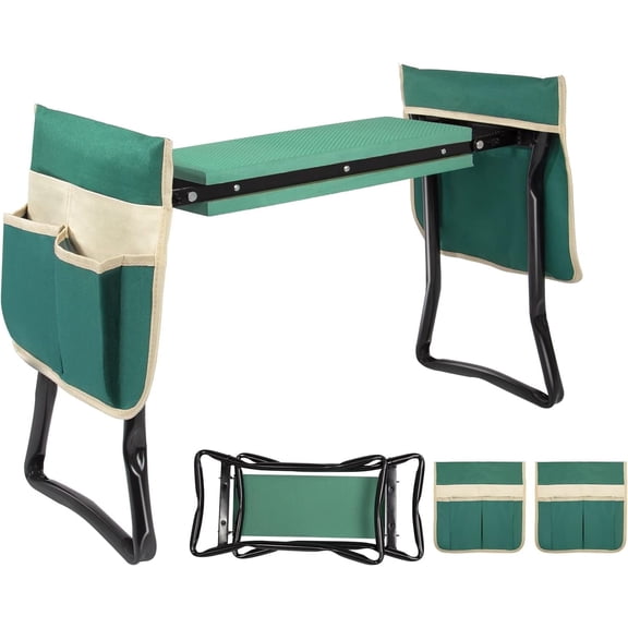 Uten Folding Garden Kneeler and Seat 2-in-1, Portable Gardening Stool with 2 Tool Pouches & Ergonomic Outdoor Kneeler Bench for Women and Men, Ideal Gift for Gardeners