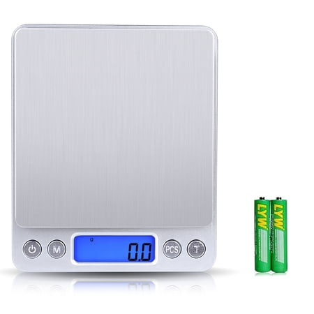 Uten Kitchen Scale, 2.2lb Digital Food Scale, Stainless Steel Scale for Cooking, Silver