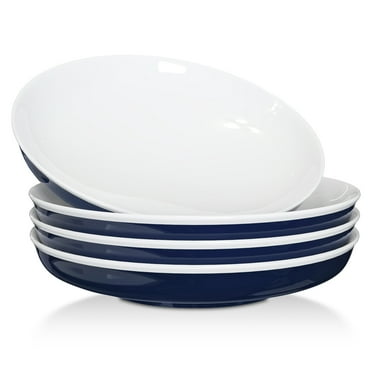 Uten Pasta Bowls, 7" Stackable Pasta Serve Bowls Set of 4, 30 oz Large Pasta Bowls, Dark Blue