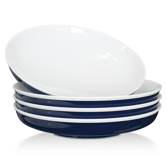 Uten Pasta Bowls, 7" Stackable Pasta Serve Bowls Set of 4, 30 oz Large Pasta Bowls, Dark Blue