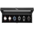 thumbnail image 1 of Uten 6-Slot Solid Wood Watch Box with Glass Top & Removable Pillows, Luxury Display Case and Storage Organizer, Black, 1 of 10