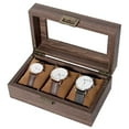 thumbnail image 1 of Uten Wood Watch Box, Watch Storage Case, Watch Organizer with Glass Display Lid for Men, 3 Slots, 1 of 12
