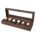 thumbnail image 1 of Uten Wood Watch Box, Watch Storage Case, Watch Organizer with Glass Display Lid for Men, 6 Slots, 1 of 12