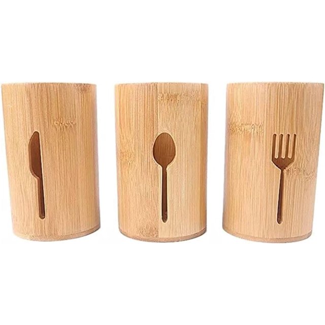 Utensil (Bundle Of Three) With Flatware Design, Wooden Kitchen Utensil
