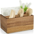 thumbnail image 1 of Utensil Caddy, Silverware Caddy for Party, Acacia Wood Holder, Organizer Countertop, Cutlery Storage Containers Kitchen Table, 1 of 3