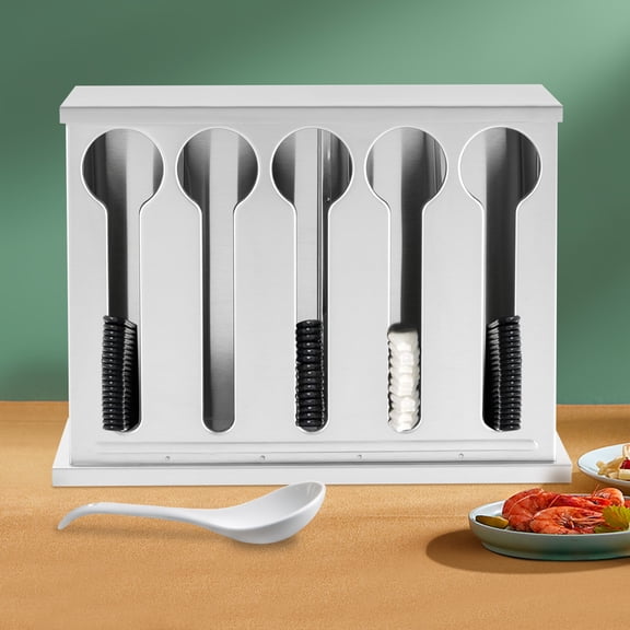 Utensil Dispenser, 5 Compartment Stainless Steel Cutlery Organizer, Forks Spoons Dispenser