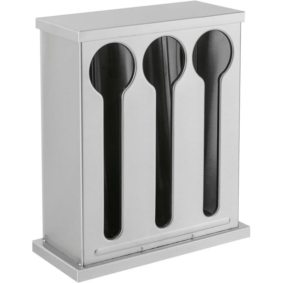 Utensil Dispenser 5 Station Compartment Stainless Steel Cutlery Organizer - Forks Spoons Dispenser for Restaurant Party Buffet Table Kitchen CounterTop, Silver (5 Station)