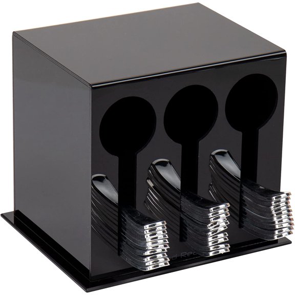 Utensil Dispenser, Silverware Organizer, Plastic Fork and Spoon Dispenser, Kitchen, Black