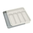 thumbnail image 1 of Utensil Drawer Organizer, Expandable 5 Compartment, Adjustable for Kitchen Cutlery Silverware, 1 Piece White Plastic Storage Tray for Drawer Organization, 1 of 3